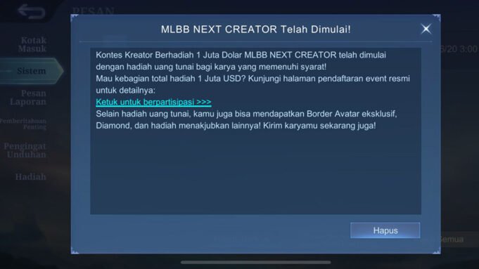 Kreator Kontes Memenangkan $100 MLBB Kreator Berikutnya Coba lihat!

